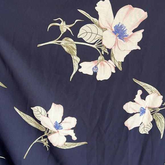 Lulus -All Mine Navy Blue Floral Print High-Low Wrap Dress size L party spring - Picture 9 of 10